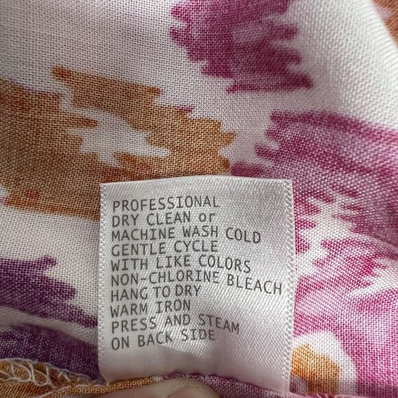 Christian Siriano V Neck High Low Tunic Top Pink Orange Long Tie Sleeves - Picture 9 of 9